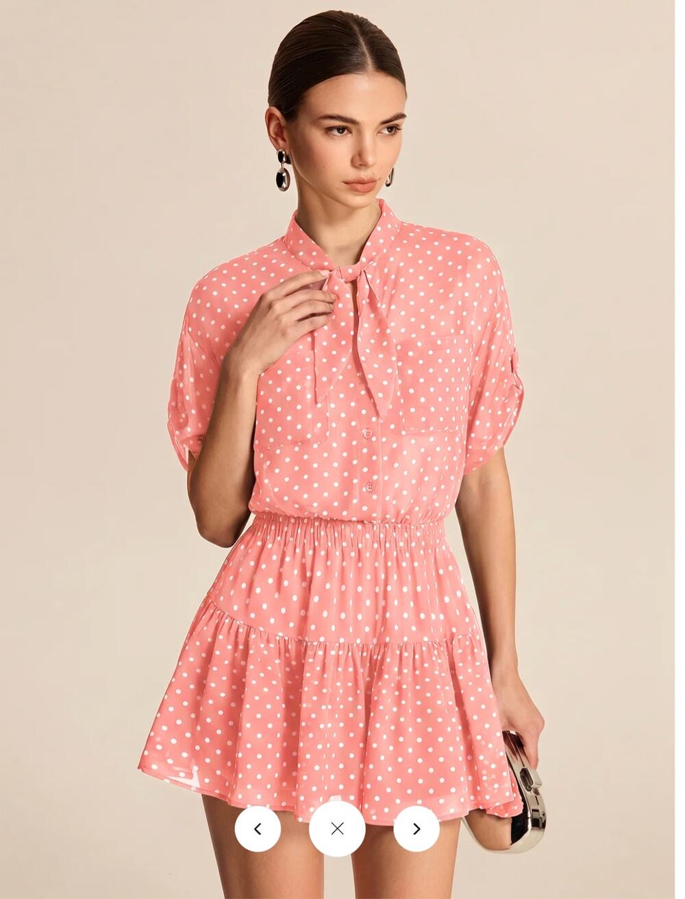 NWT Commense Polka Dot Sheer Shirt & Mini Skirt Set Sz S